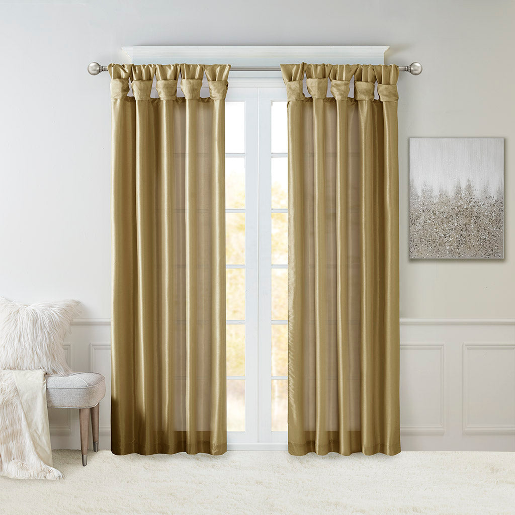Emilia Twist Tab Lined Window Curtain Panel