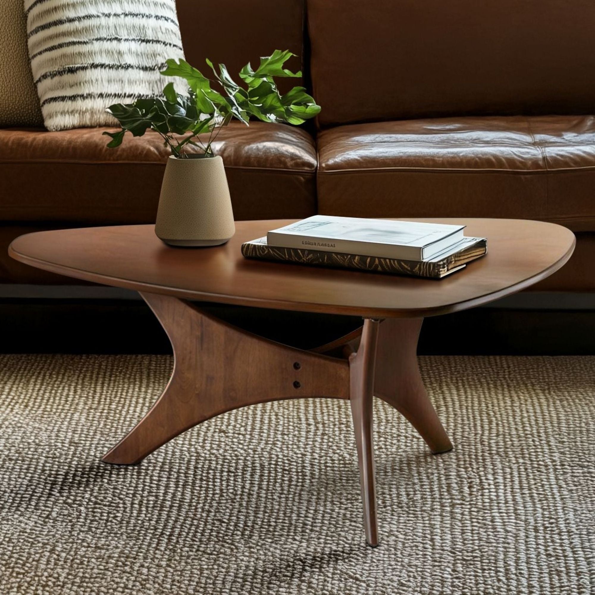 Blaze Triangle Wood Side Table