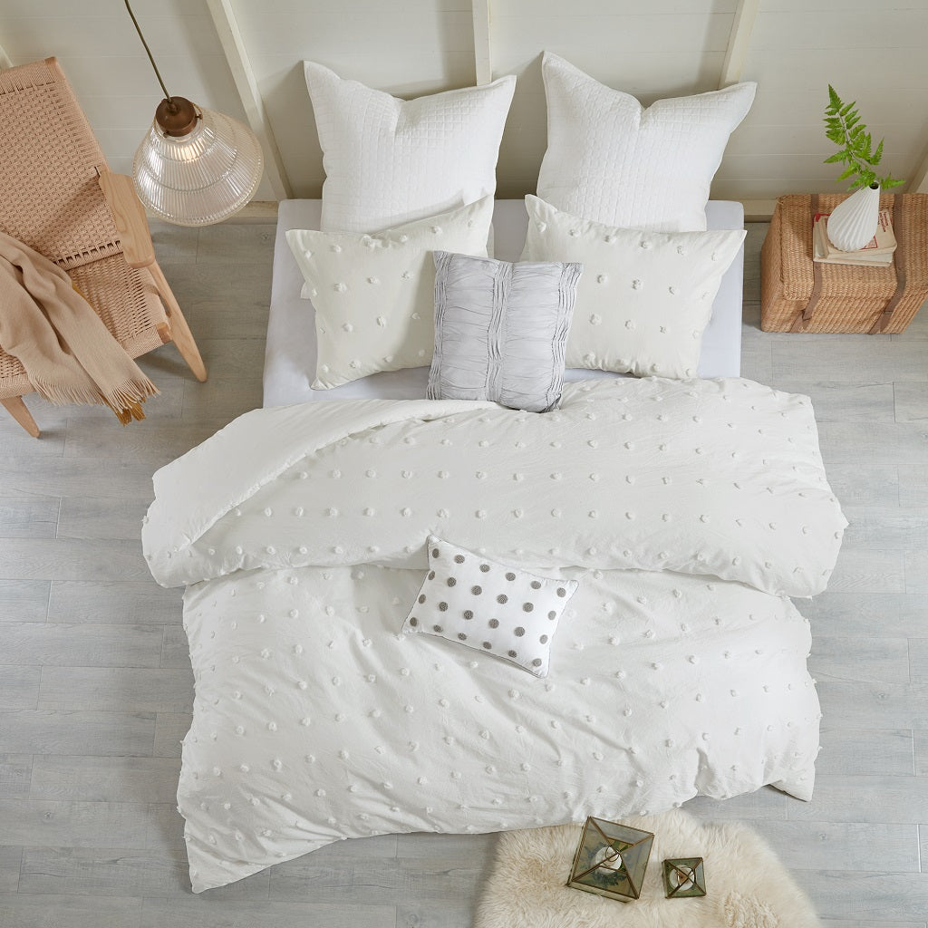 Brooklyn Cotton Jacquard Duvet Cover Set with Euro Shams and Throw Pillows