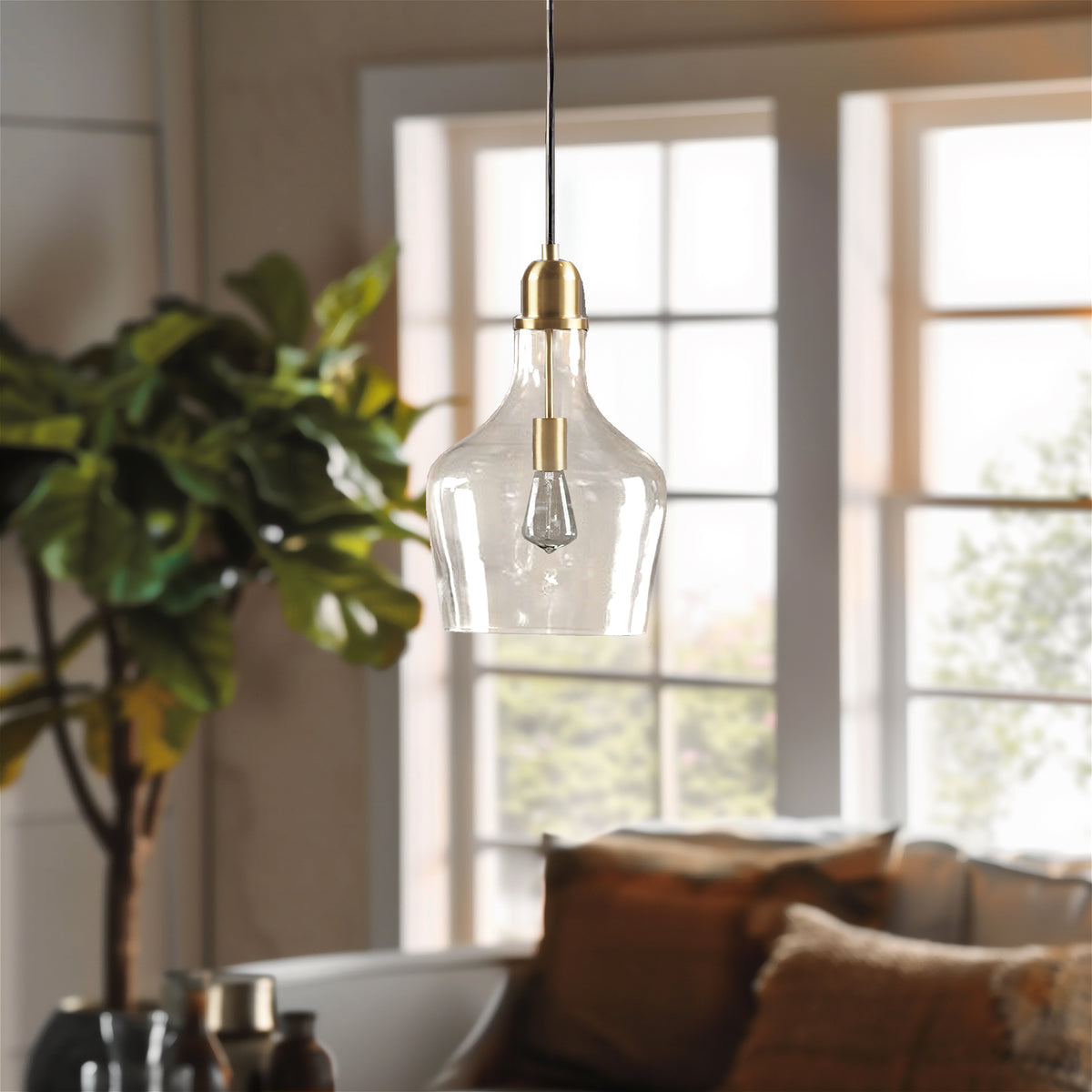 Bell Shaped Hanging Glass Pendant Light