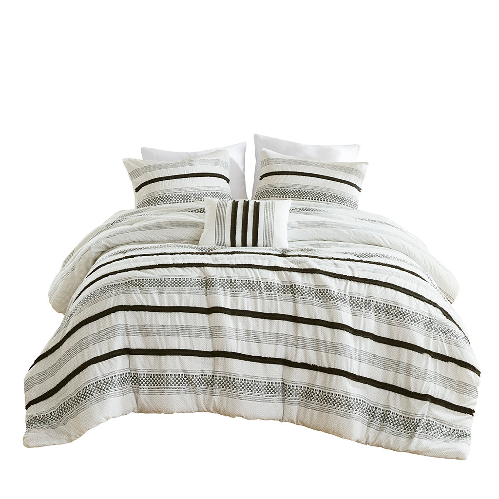 7 Piece Stripe Comforter and Quilt Set