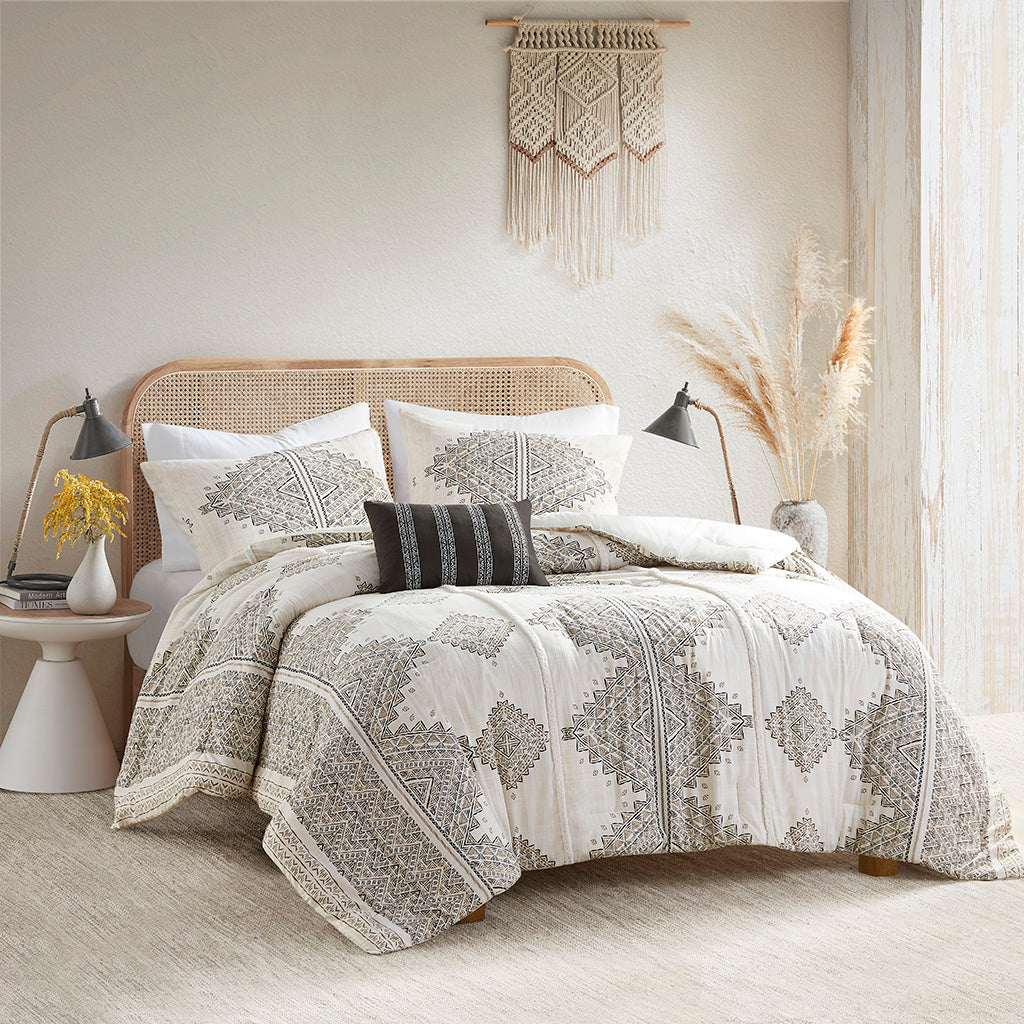 Ibiza 8 Piece Cotton Floral Printed Reversible Comforter Set