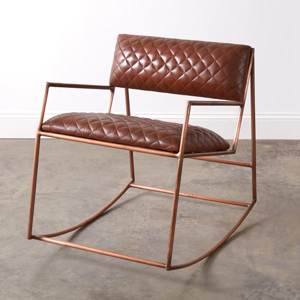 Leather Diamond Pattern Rocking Chair
