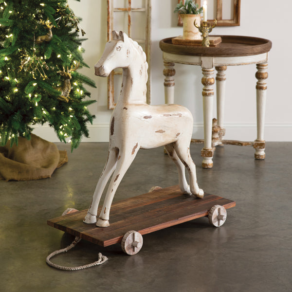 Giant Wooden Pull-A-Long Horse