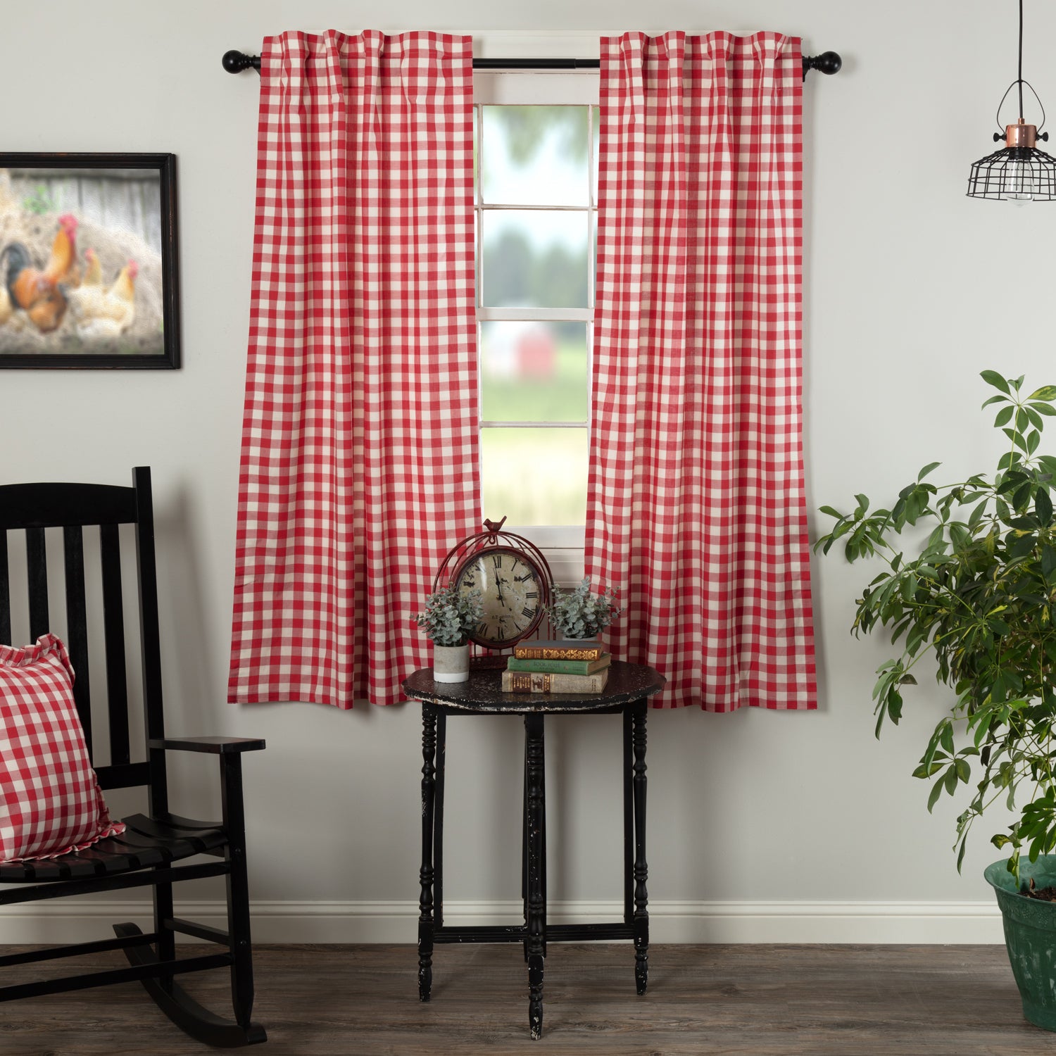 Annie Buffalo Red Check Short Panel Set of 2