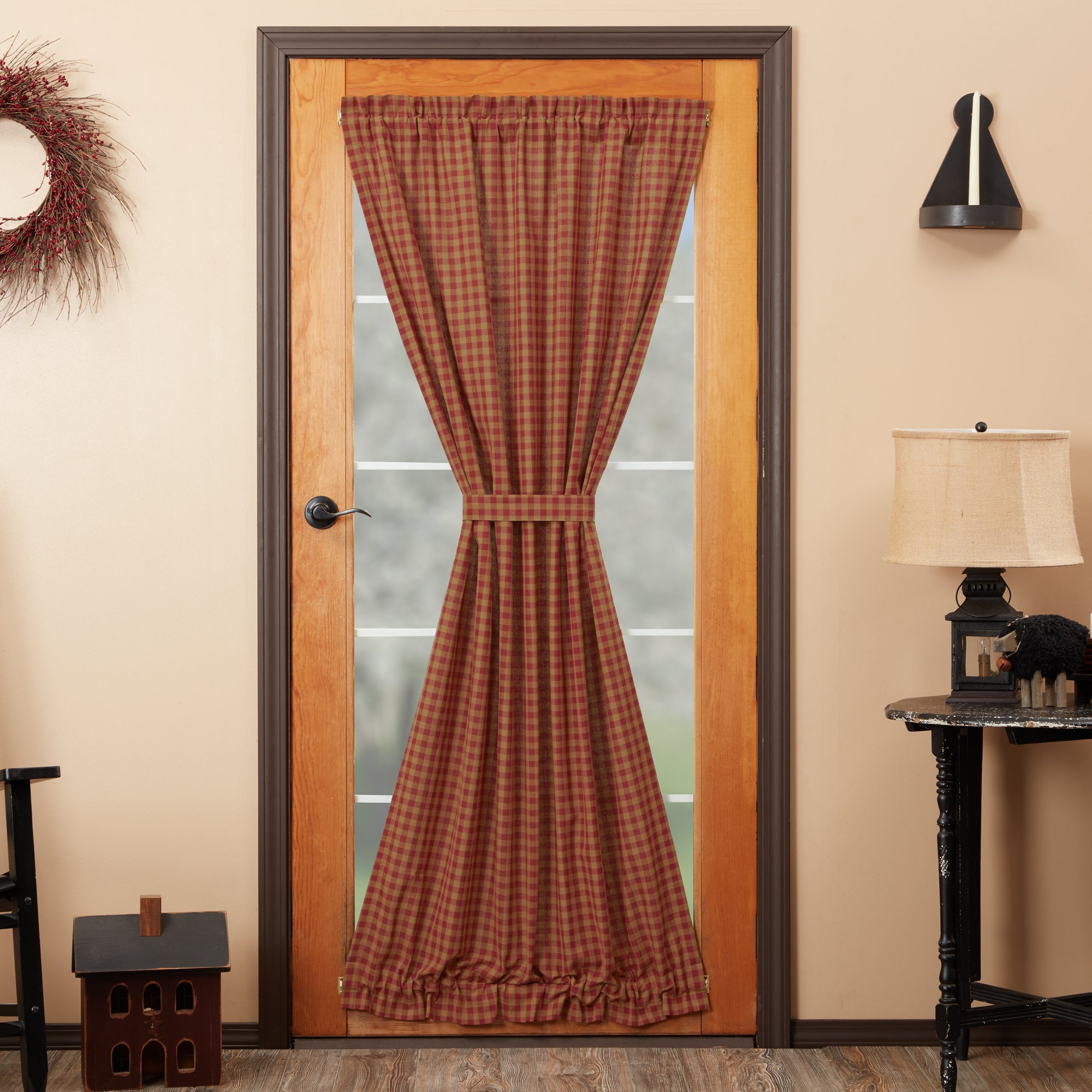 Burgundy Check Door Panel