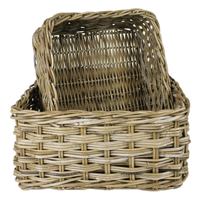 Square Baskets, Rattan, Set/2