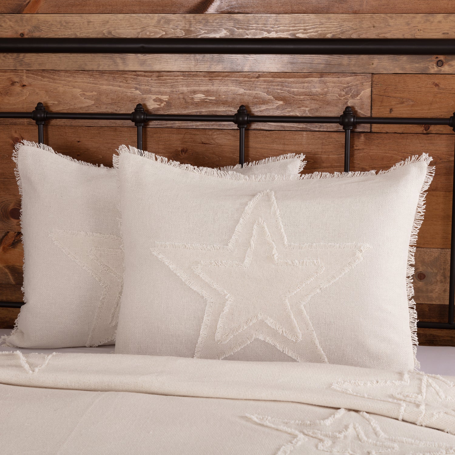 Burlap Antique White Star Standard Sham