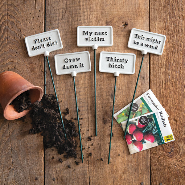 Set of Five Snarky Plant Picks