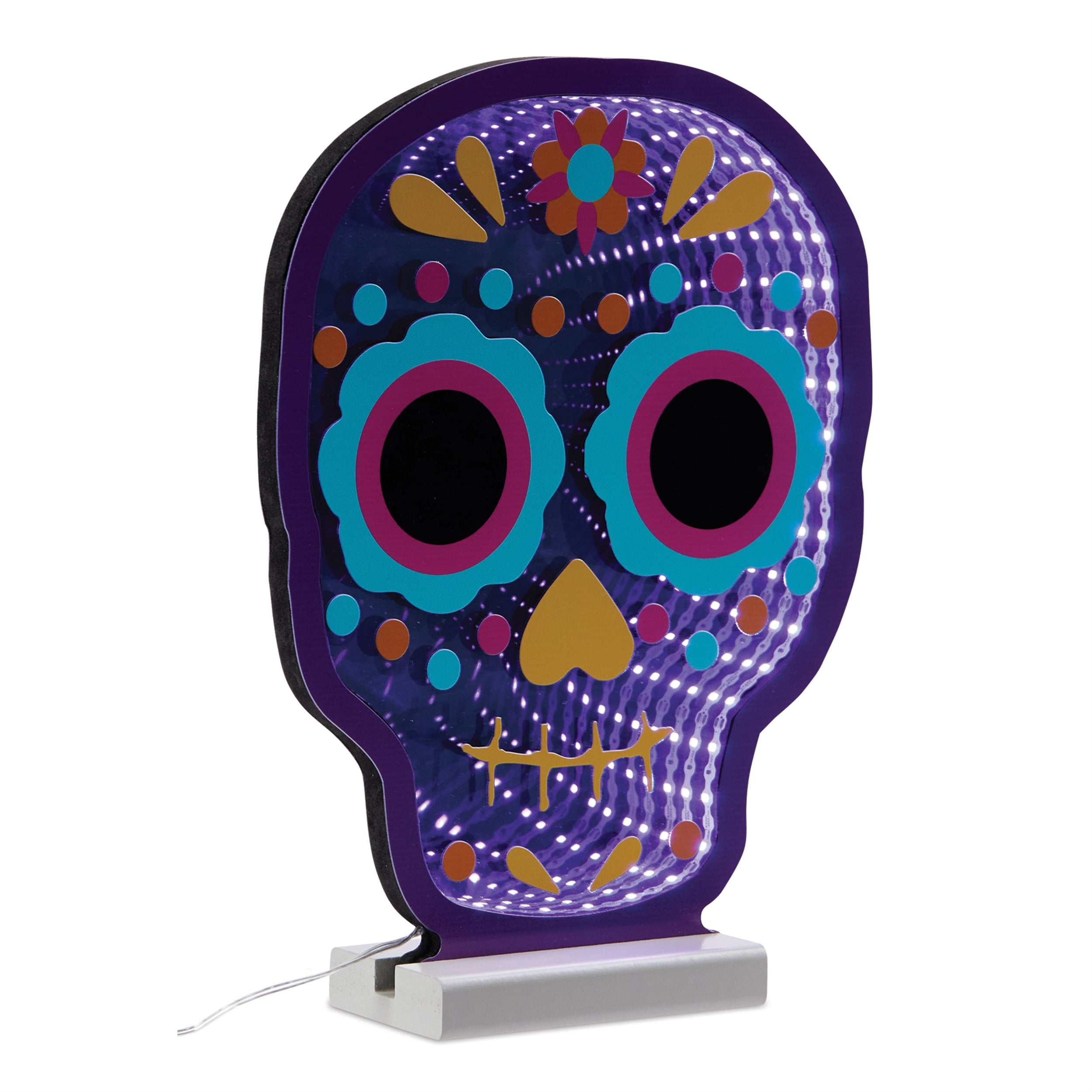 Day of the Dead Skull Infinity Light 12.5”H Acrylic UL Plug