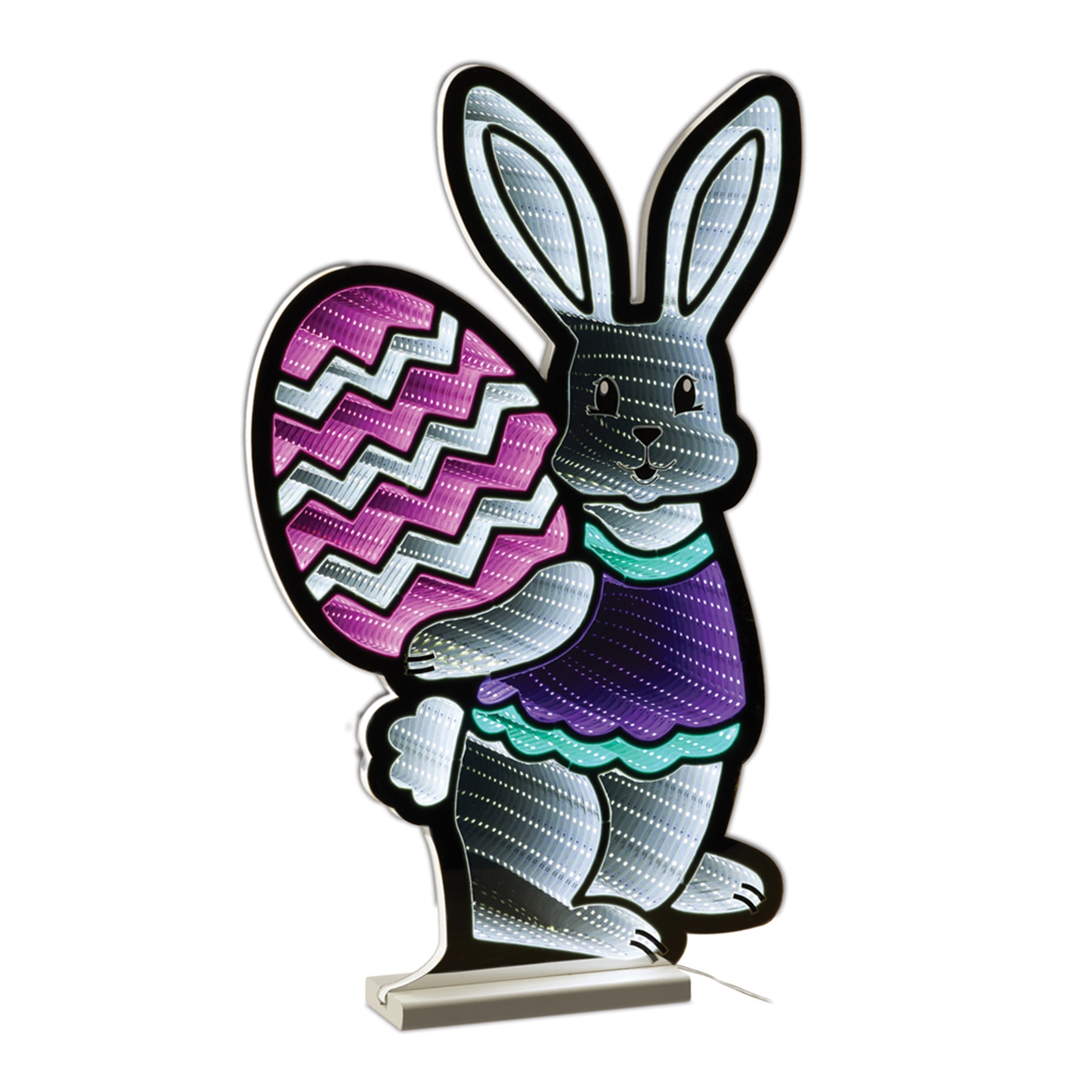 Bunny w/Easter Egg Infinity Light 23.5”H Acrylic UL Plug