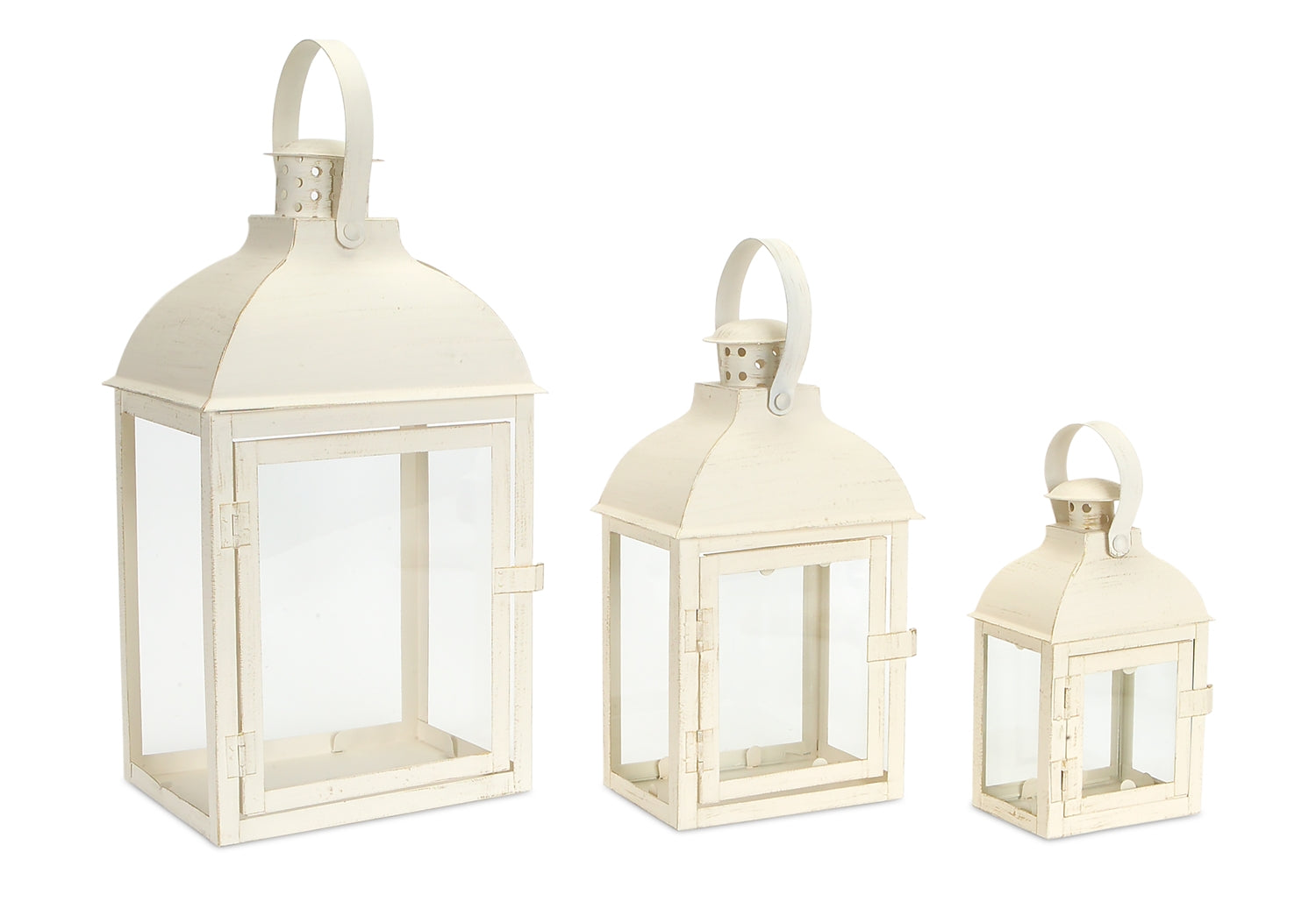 Lantern (Set of 3) 7.25"H, 10.5"H, 14"H Iron/Glass