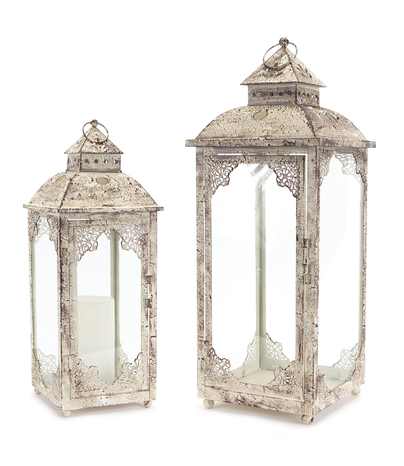 Lantern (Set of 2) 16.5"H, 22"H Iron/Glass