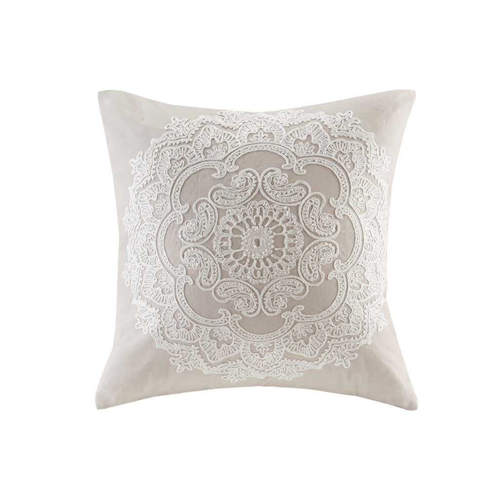 Suzanna Embroidered Cotton Oblong Pillow with Tassels