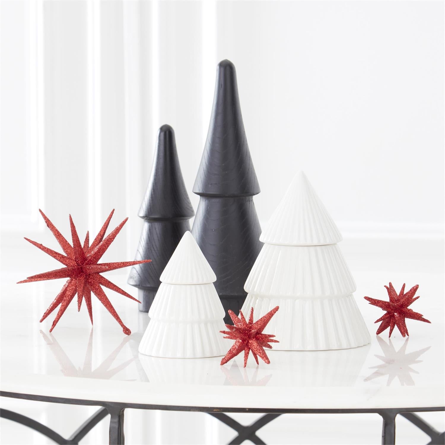 Porcelain White Ribbed Christmas Trees (S/2)