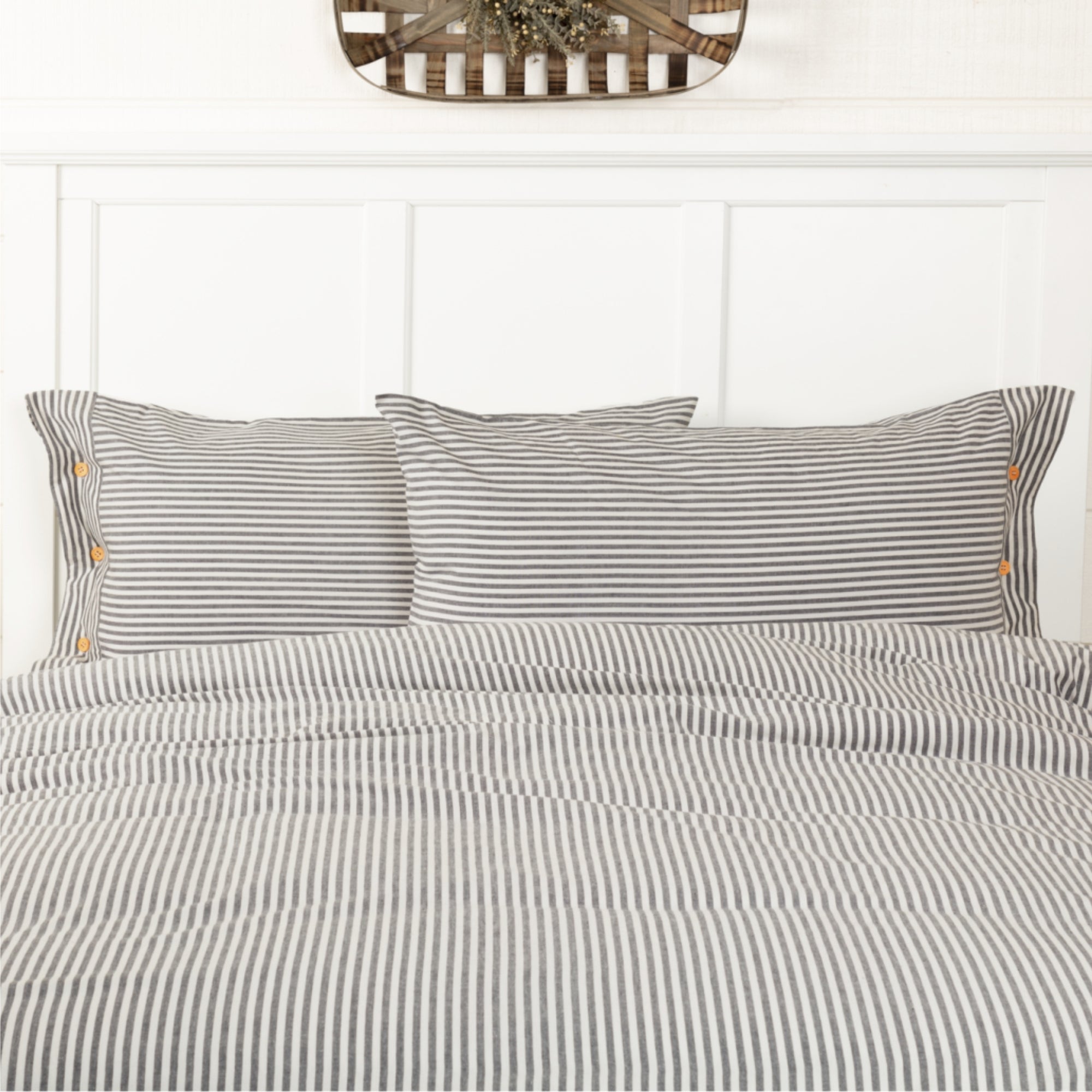 Farmhouse Ticking Gray King Sham