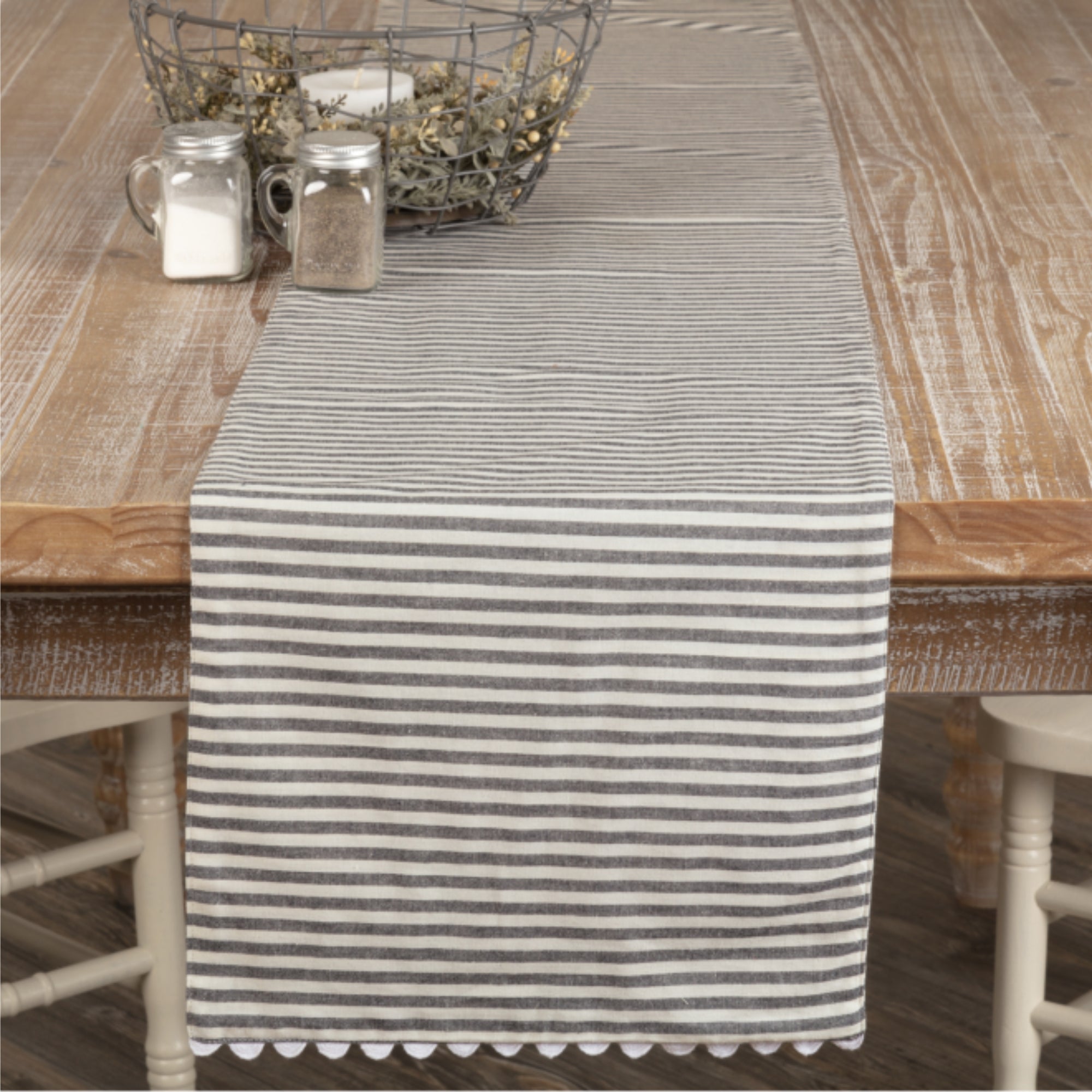Farmhouse Ticking Gray Runner