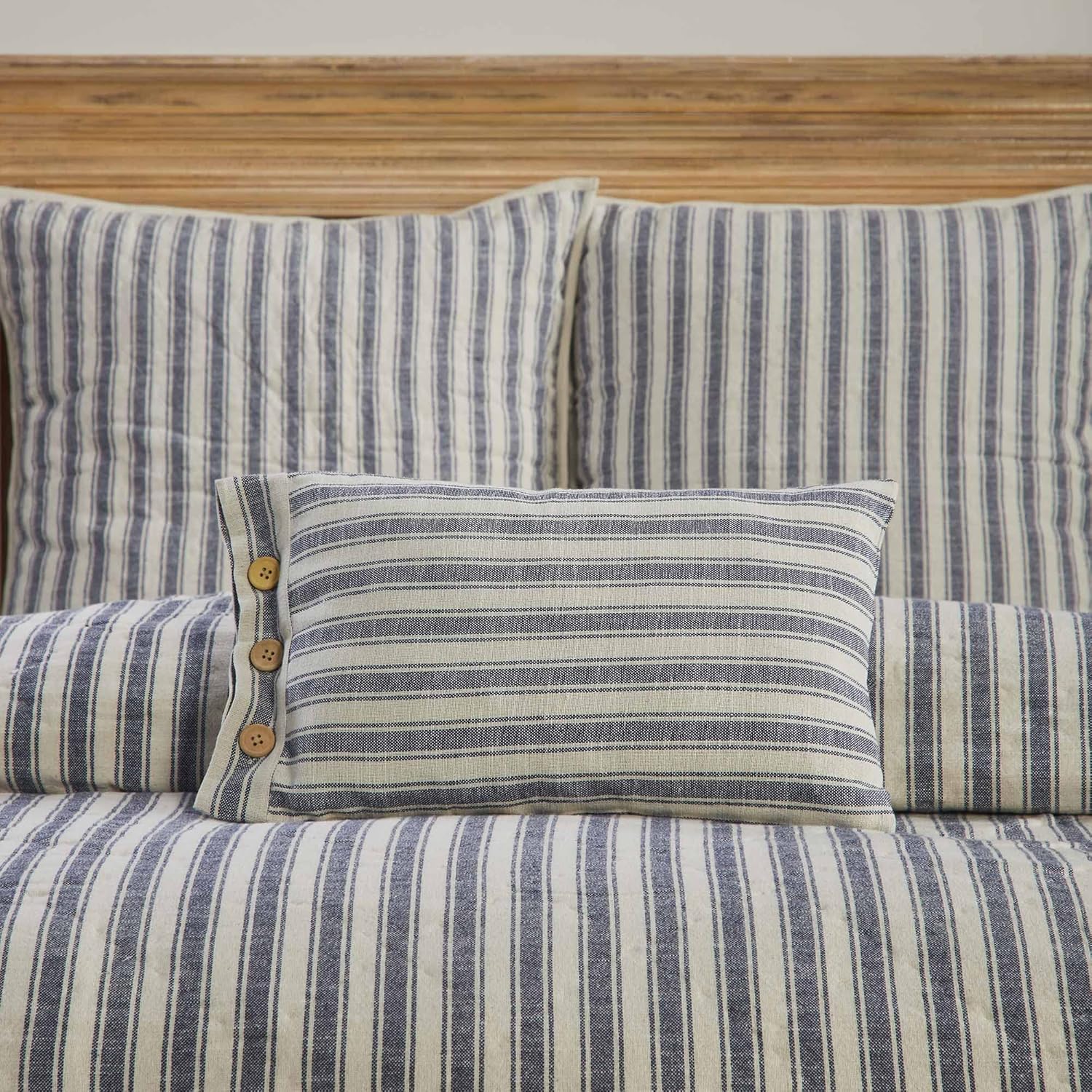 Market Place Blue Fabric Pillow Cover 21Lx12W