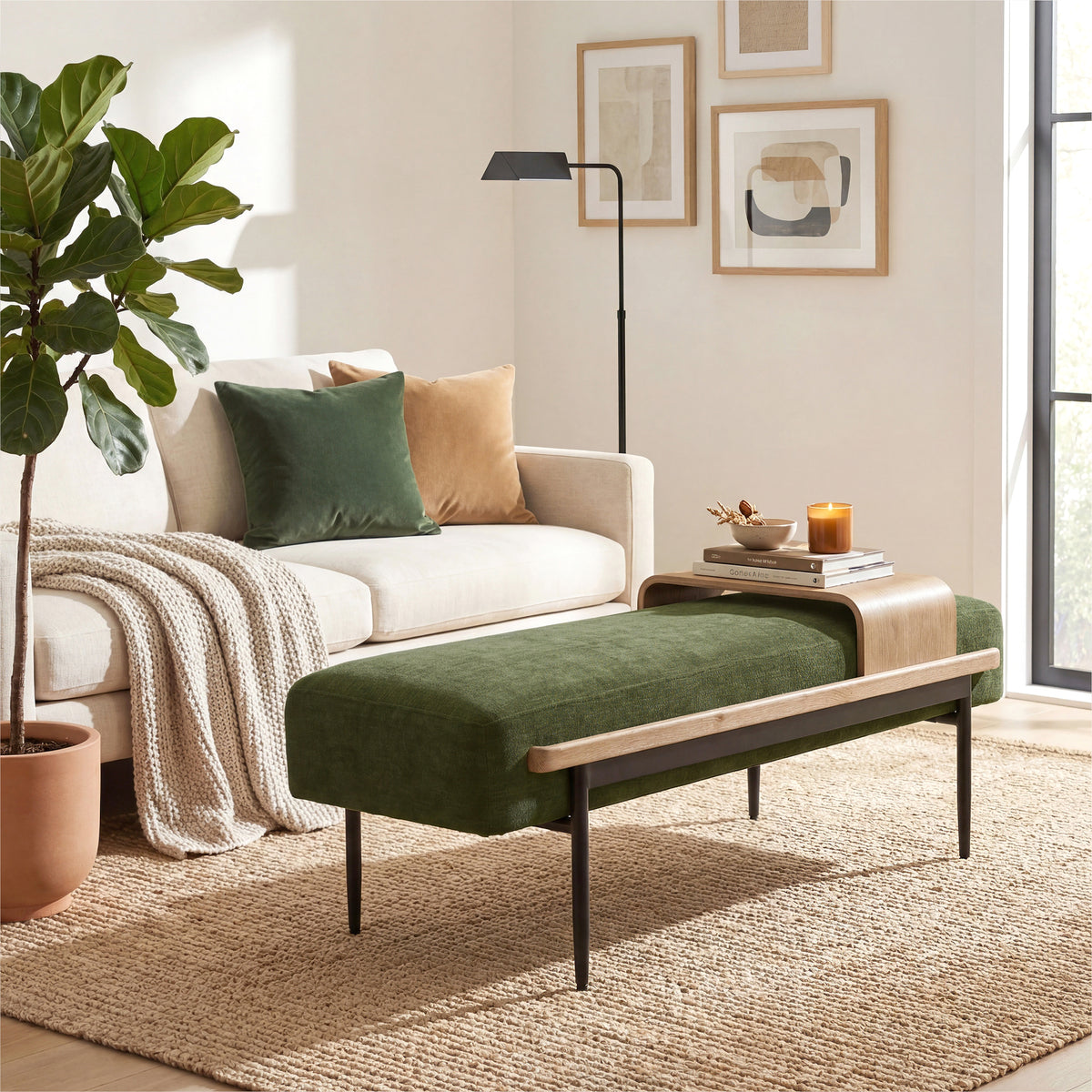 Cocktail Ottoman with slide tray