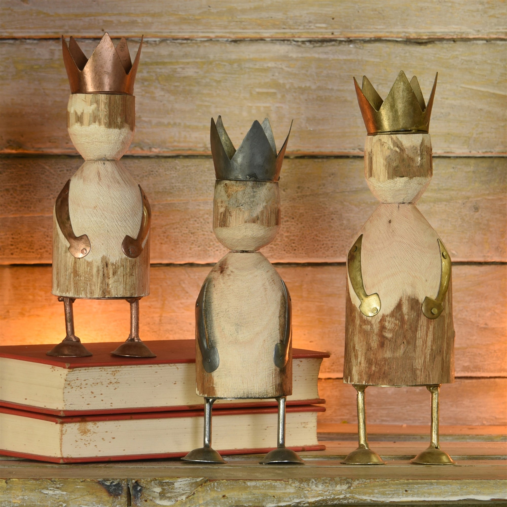 Metal and Wood Wisemen (S/3)