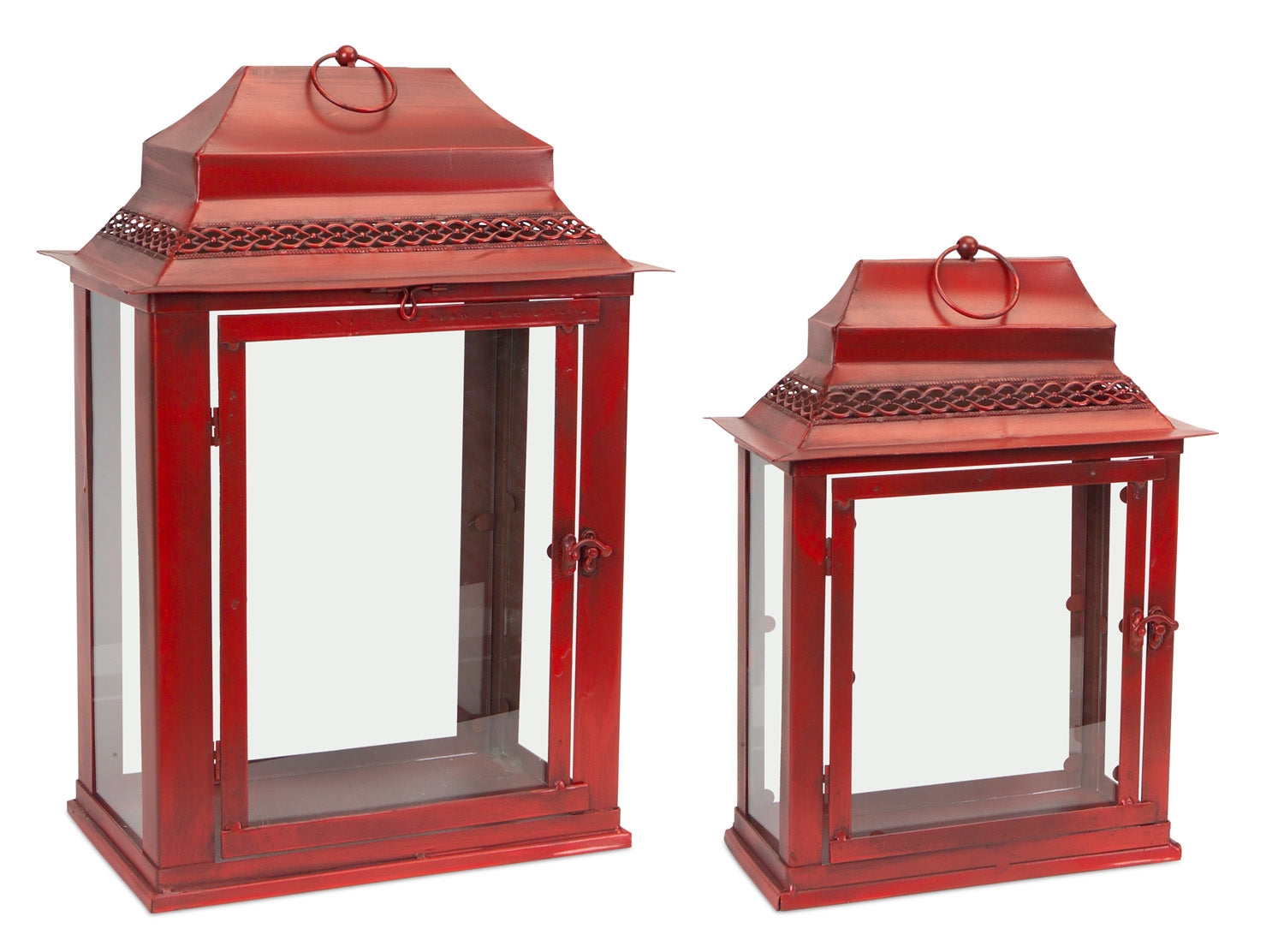 Lantern (Set of 2) 16"H, 22"H Metal/Glass
