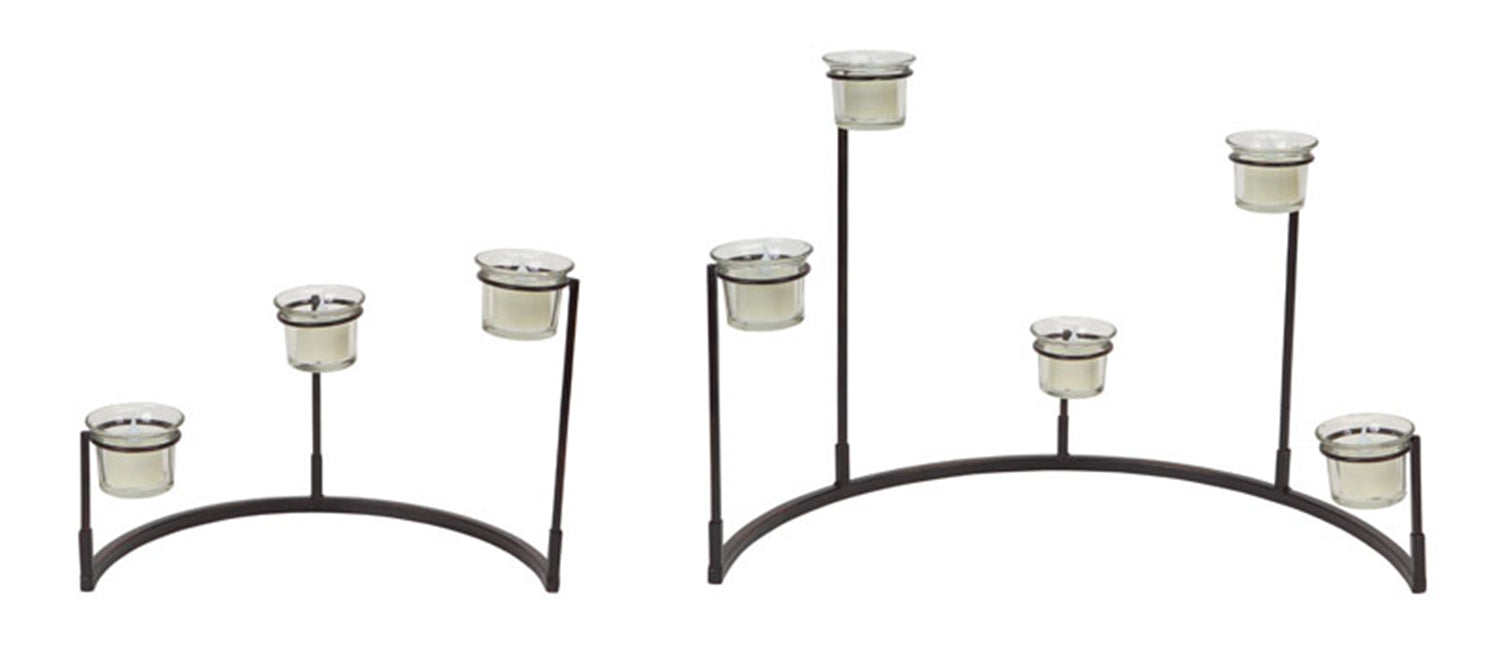 Multi-Level Votive Candle Holder Stand (Set of 2) 12"H, 8.25"H Metal/Glass