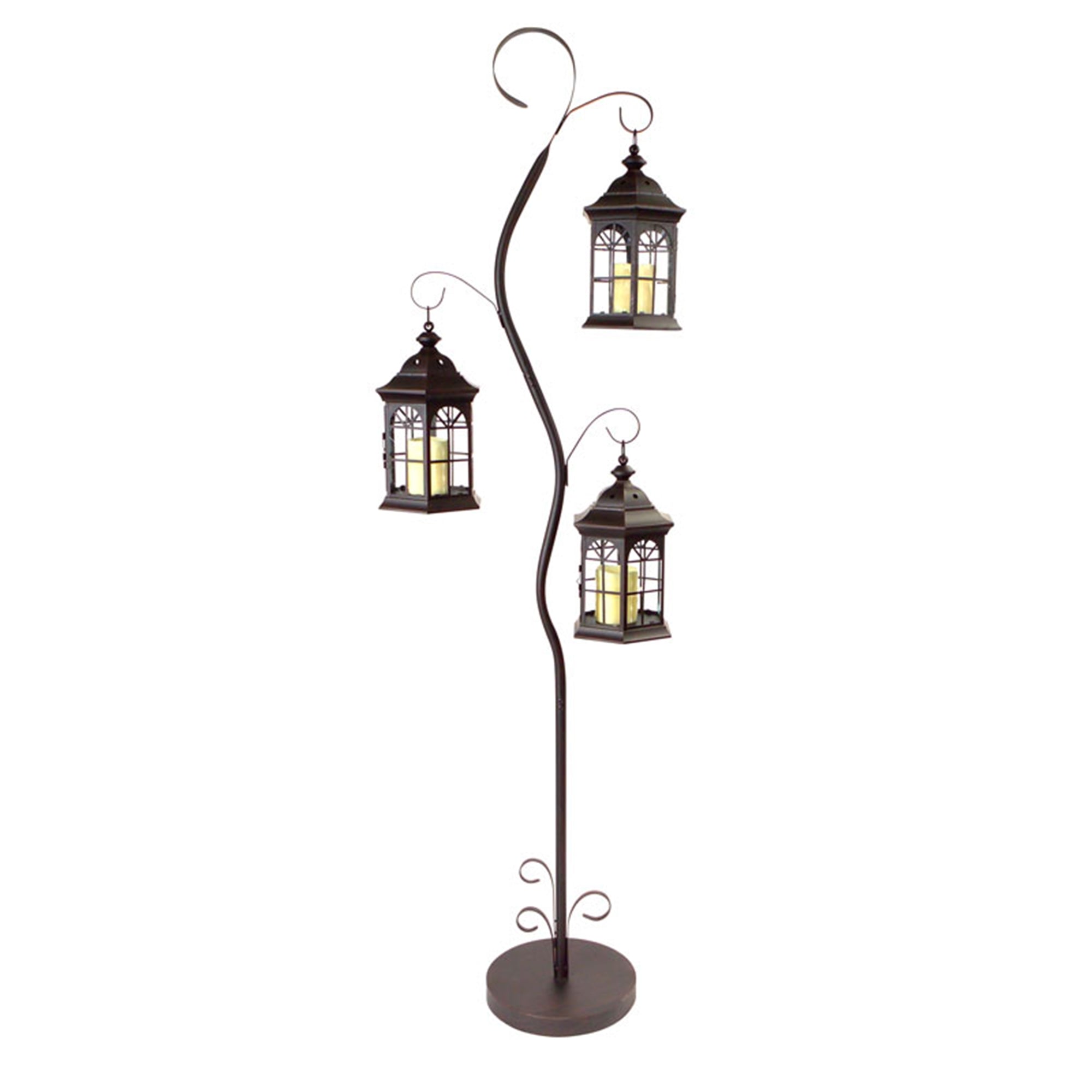 Lantern Tree w/3 Lanterns 72.5”H Iron