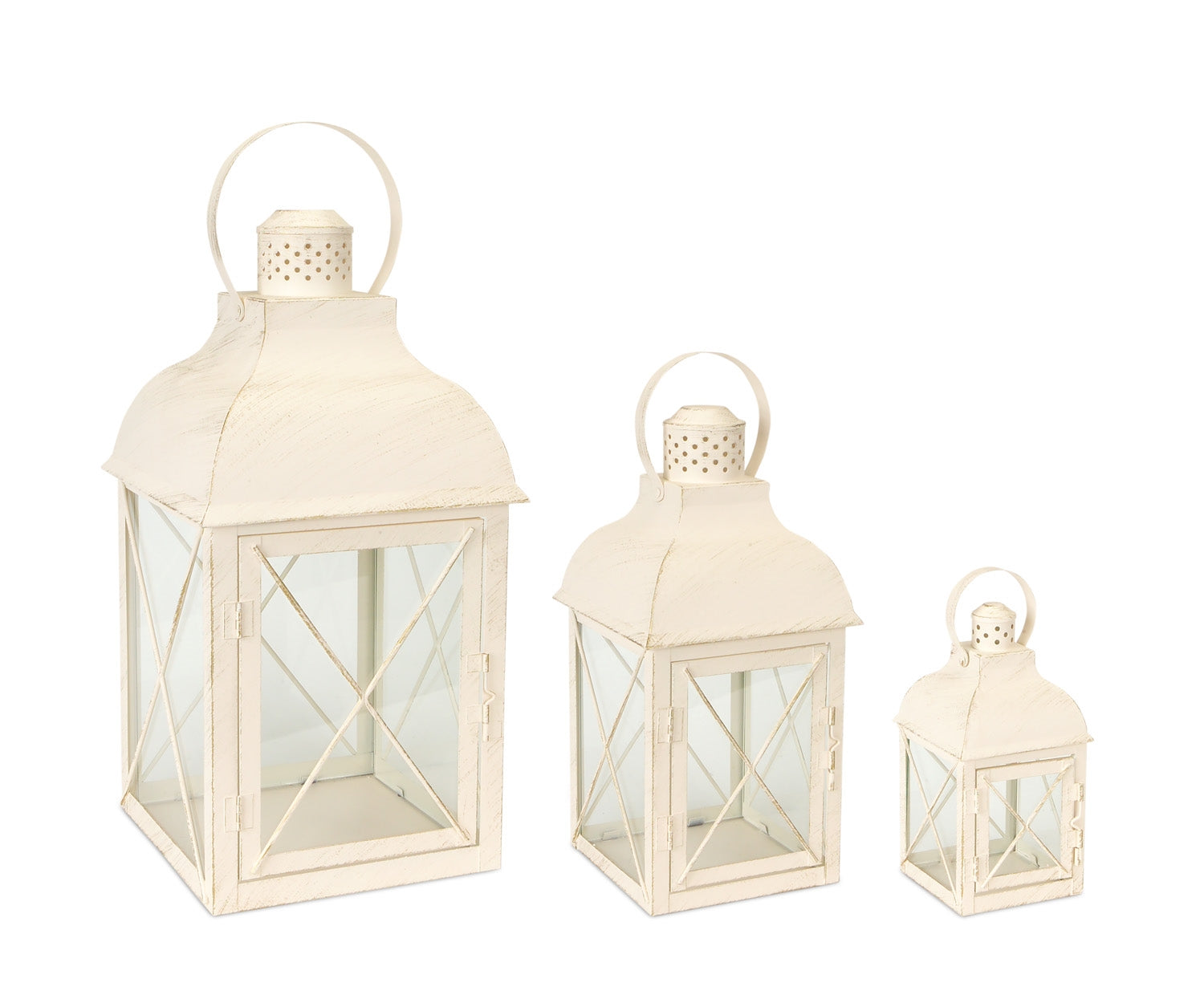 Lantern (Set of 3) 8.25"H, 13.25"H, 18.5"H Metal/Glass