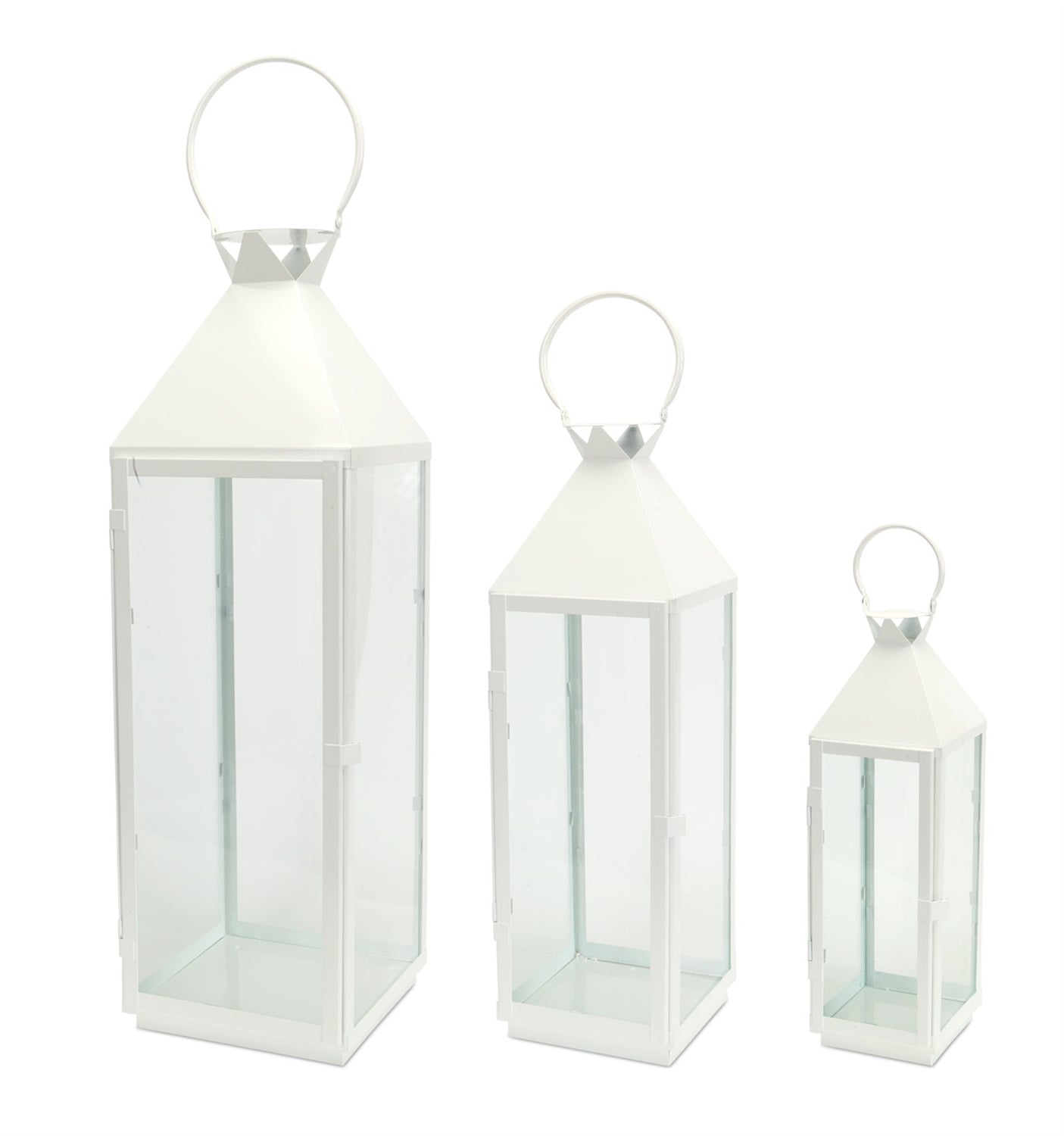 Lantern (Set of 3) 18"H, 26"H, 34"H Metal/Glass