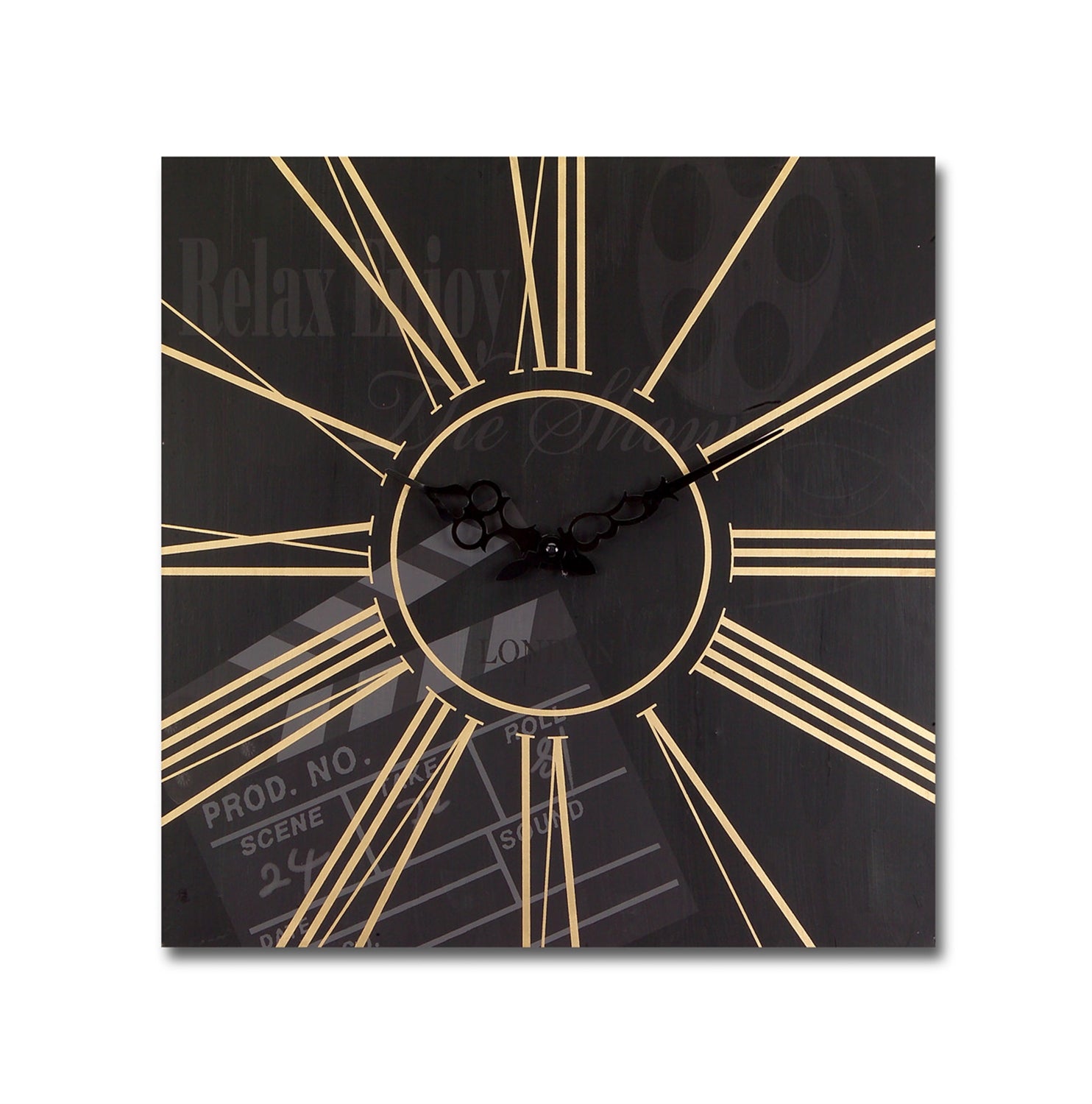 Movie Clock 15.5"SQ Wood