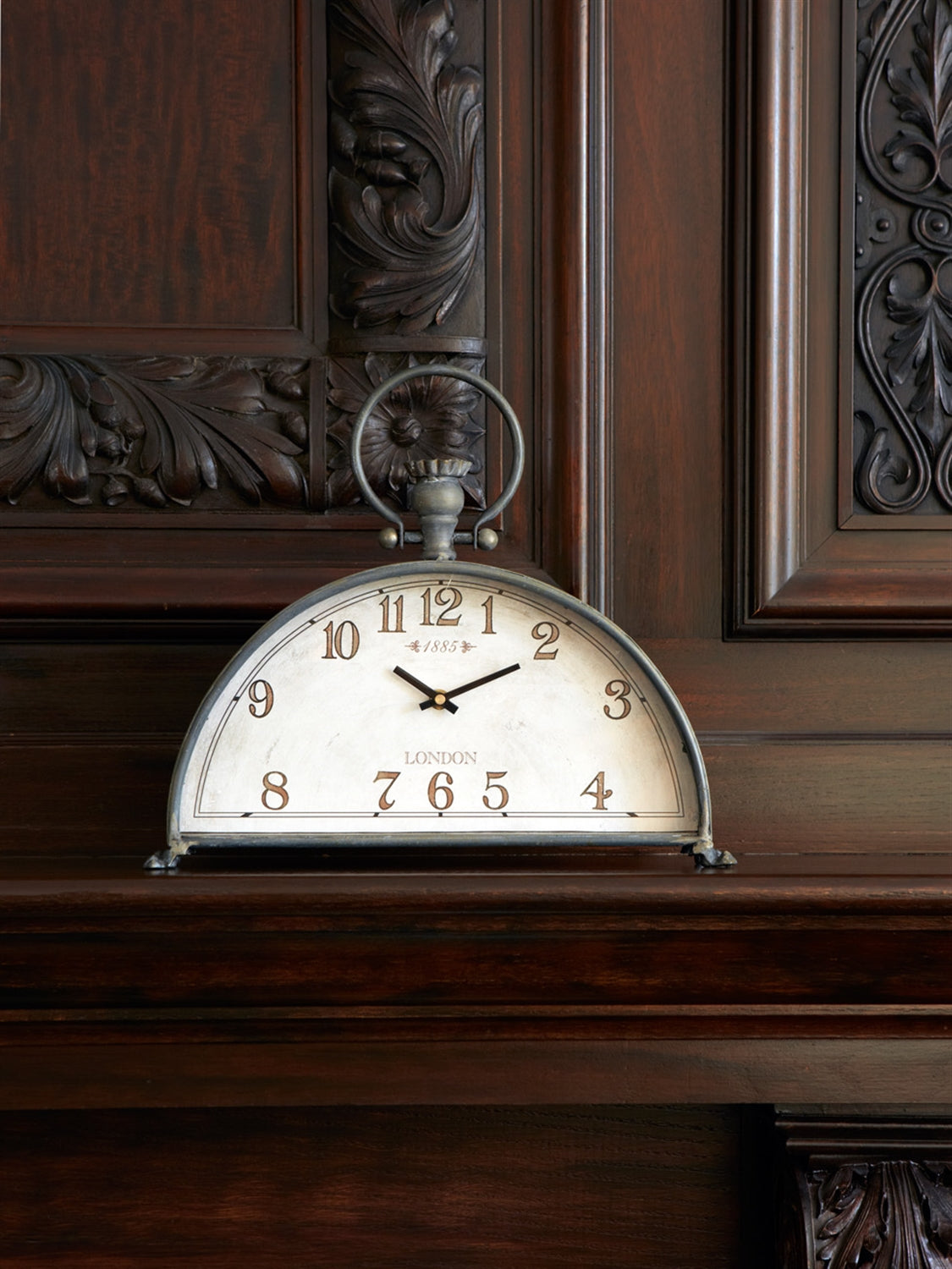 Mantle Clock 15"L x 13.5"H Metal/Glass (1 AA Battery, Not Included)
