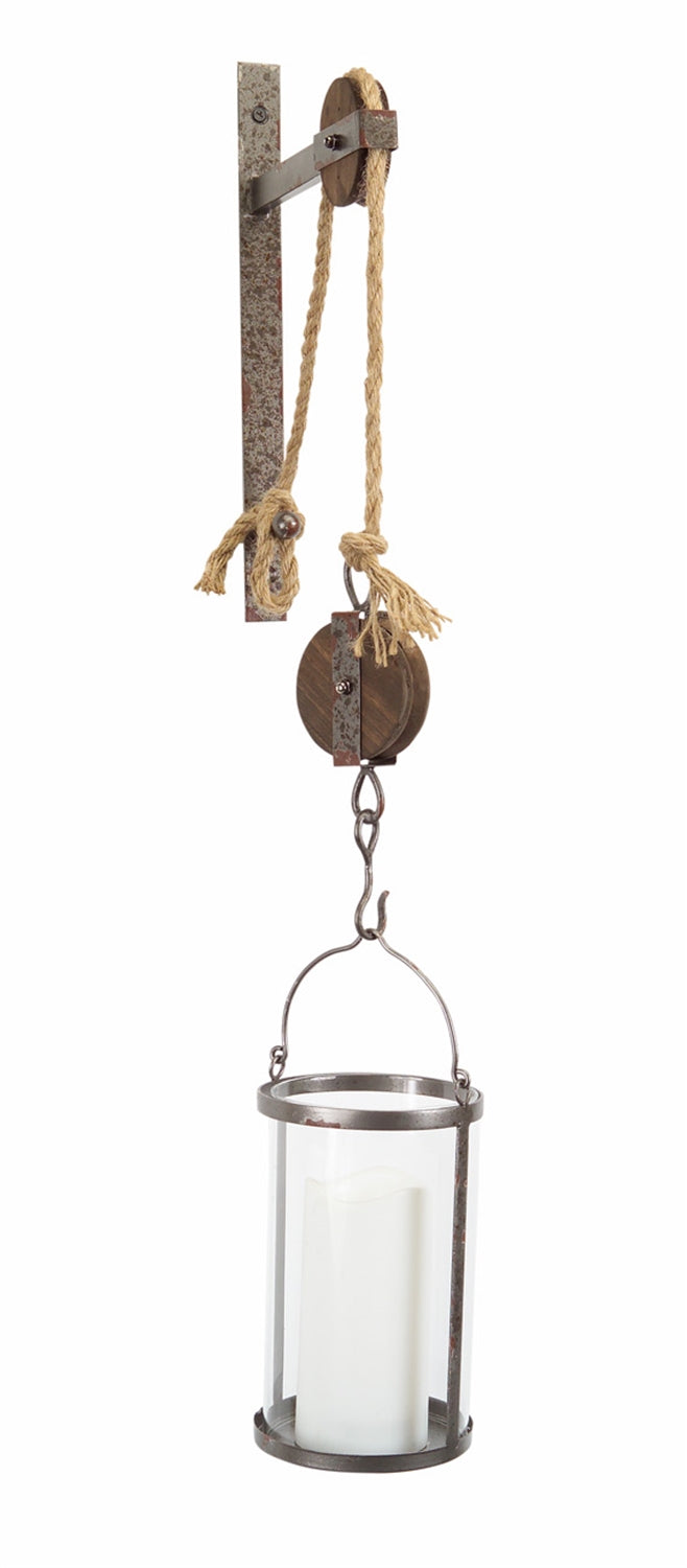 Pulley Mounted Canister 31.5”H Metal/Glass