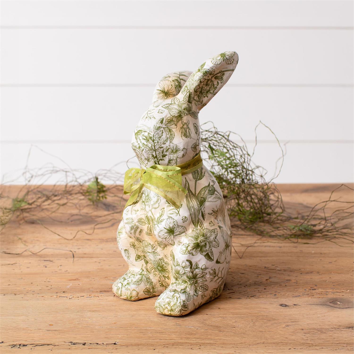 Green Toile Standing Bunny