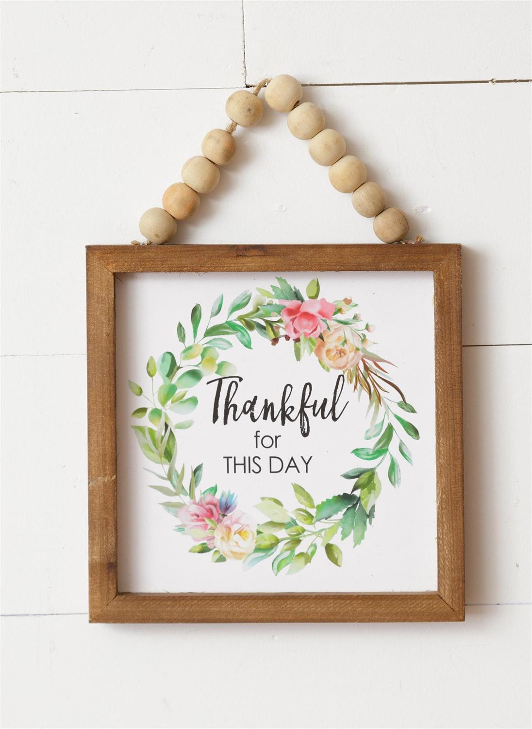 Sign with Beads - Thankful for this Day