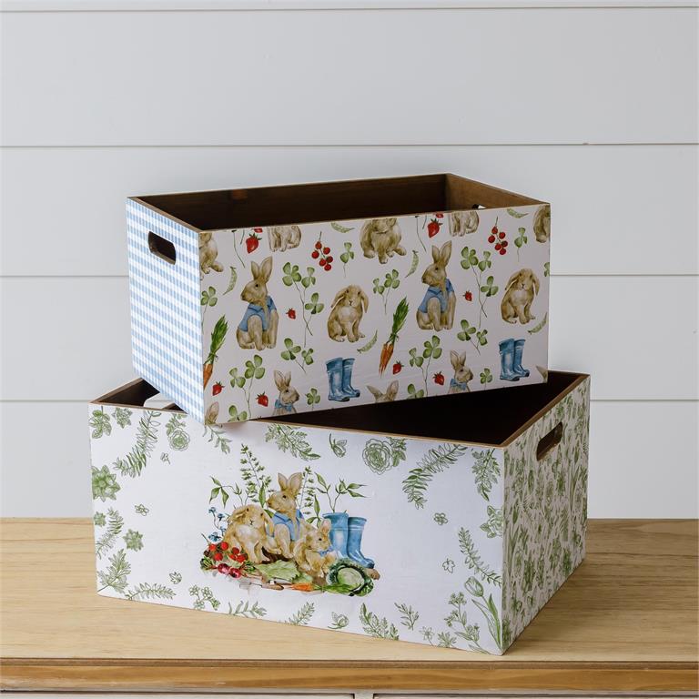 Garden Friends Wooden Crates (S/2)