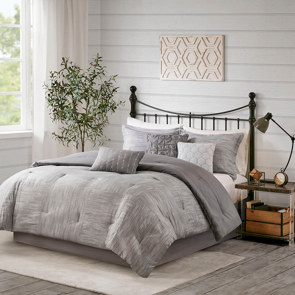Walter 7 Piece Printed Seersucker Comforter Set