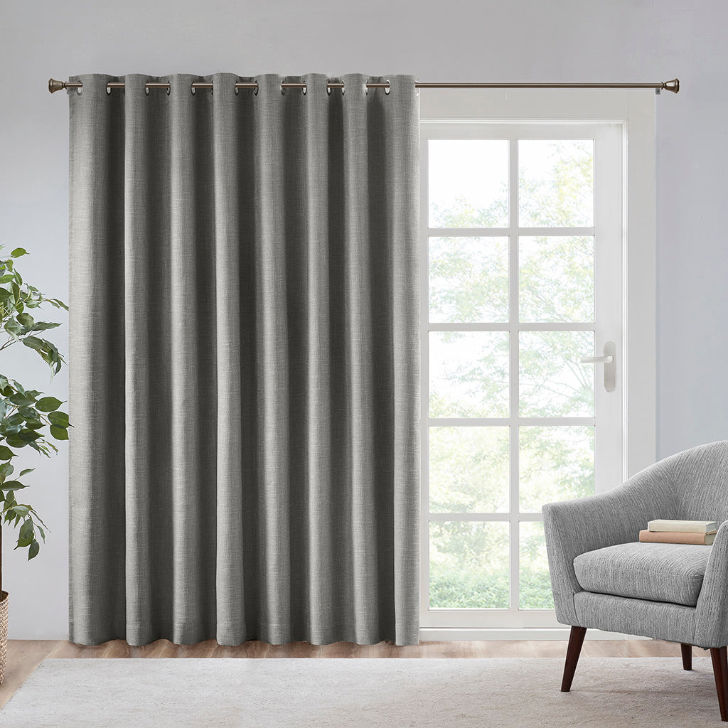 Maya Knitted Jacquard Damask Total Blackout Grommet Top Curtain Panel