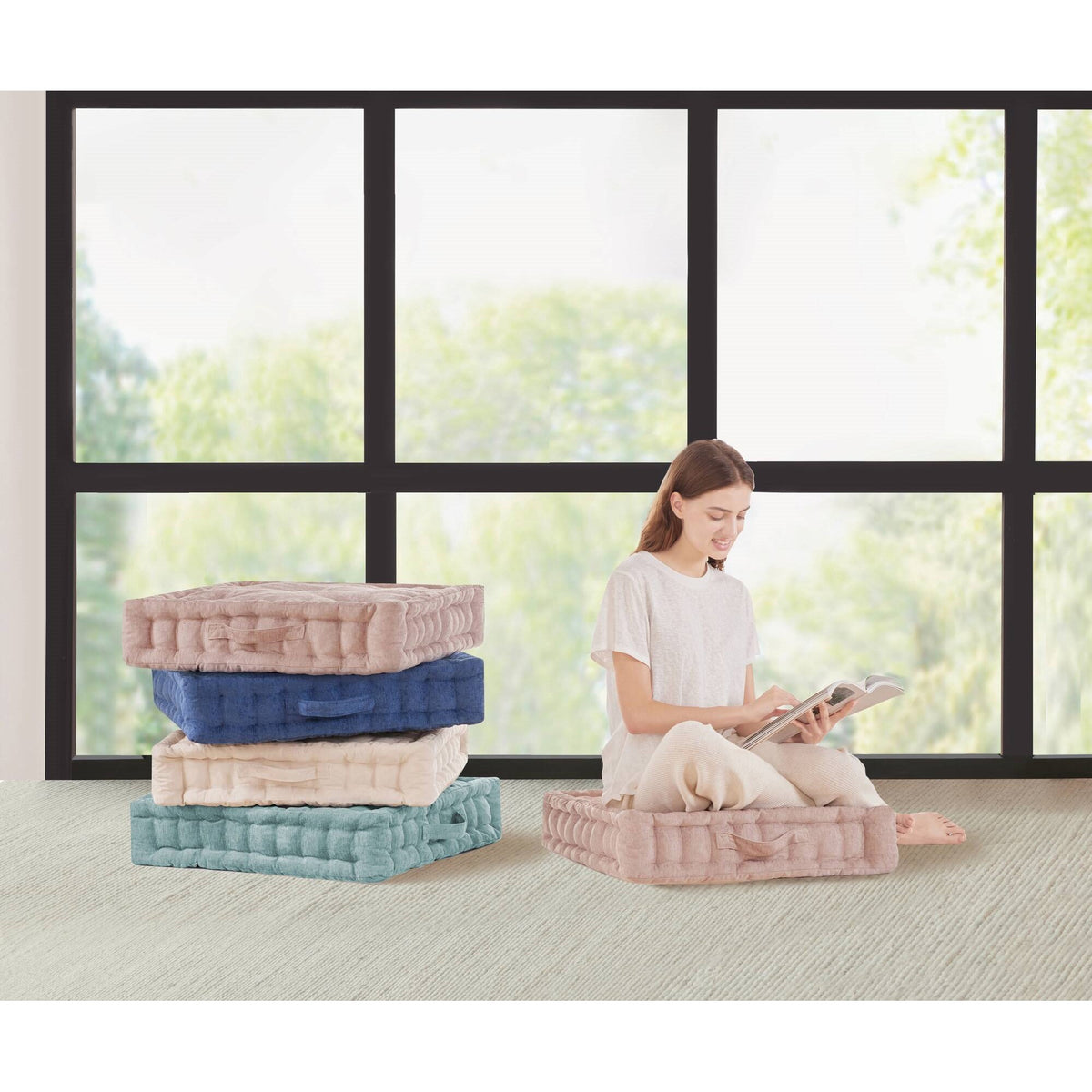 Poly Chenille Square Floor Pillow Cushion
