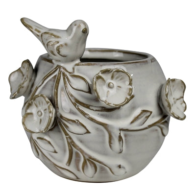 Vase with Flowers & Bird