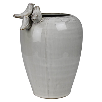 Vase with 3 Birds on Rim