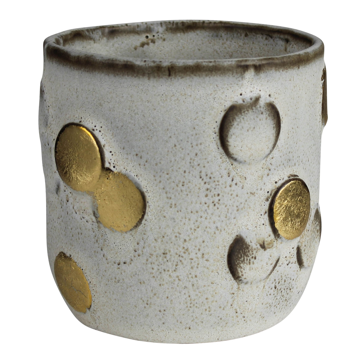 Cachepot with Gold Disks - 4”