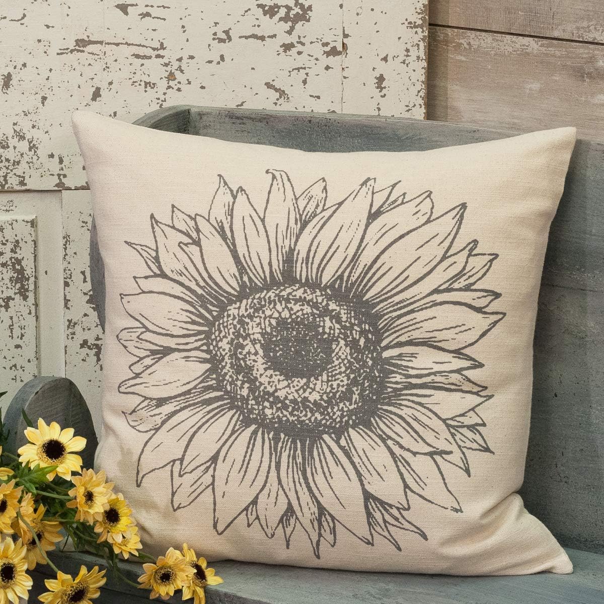 Sketched Sunflower Pillow Cover