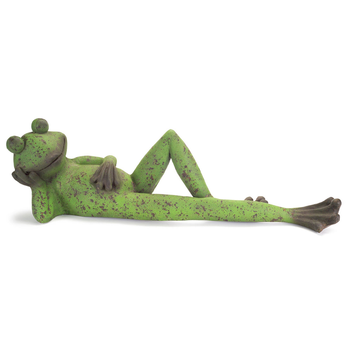 Weathered Stone Laying Frog Garden Statue 38"L
