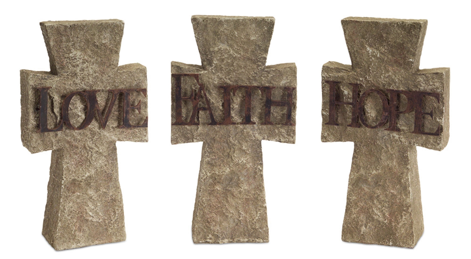 Hope, Faith, Love Cross (3 Asst) 6"Lx10.75"H Polystone