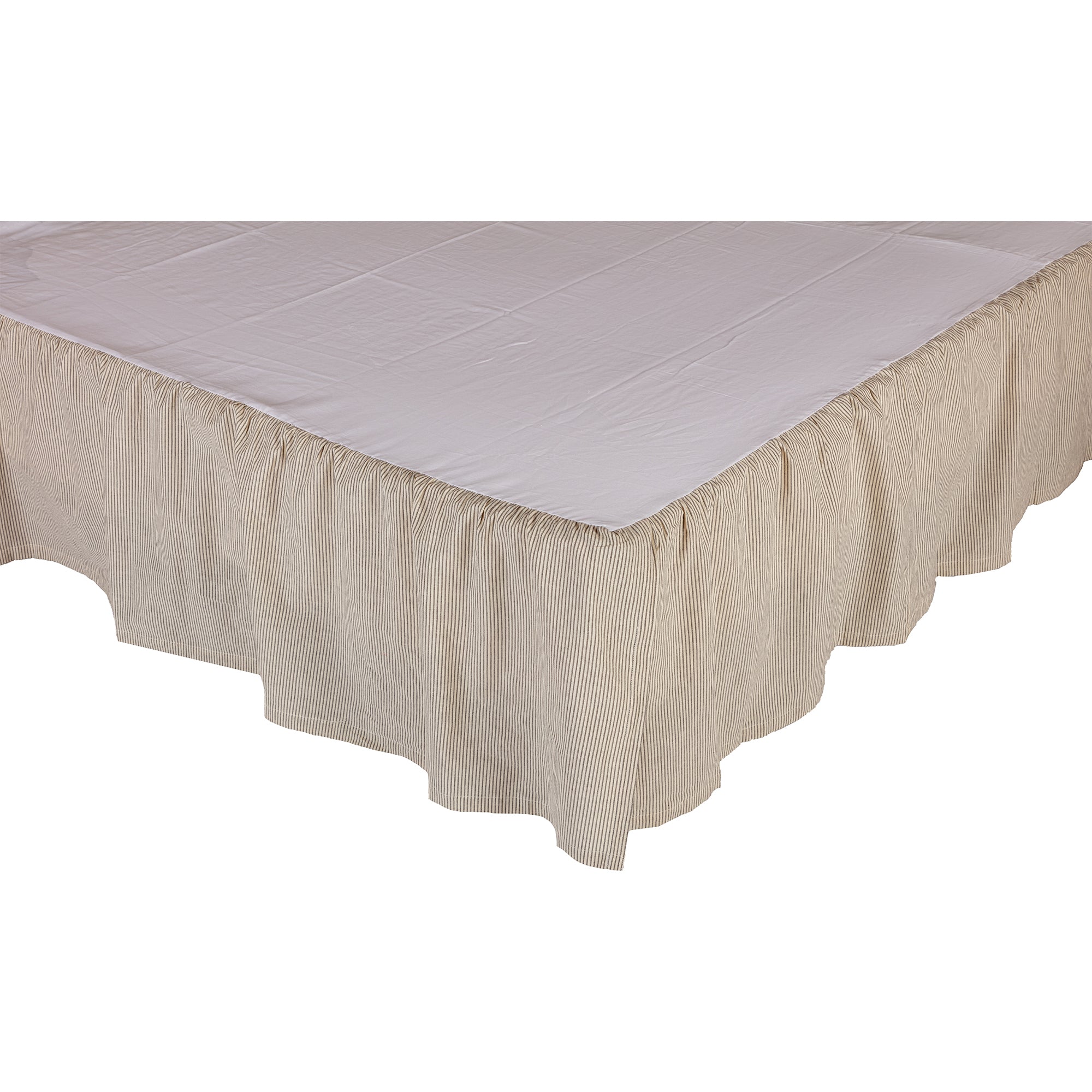 Sara's Ticking Black Ruffled King Bed Skirt 80Lx78Wx16