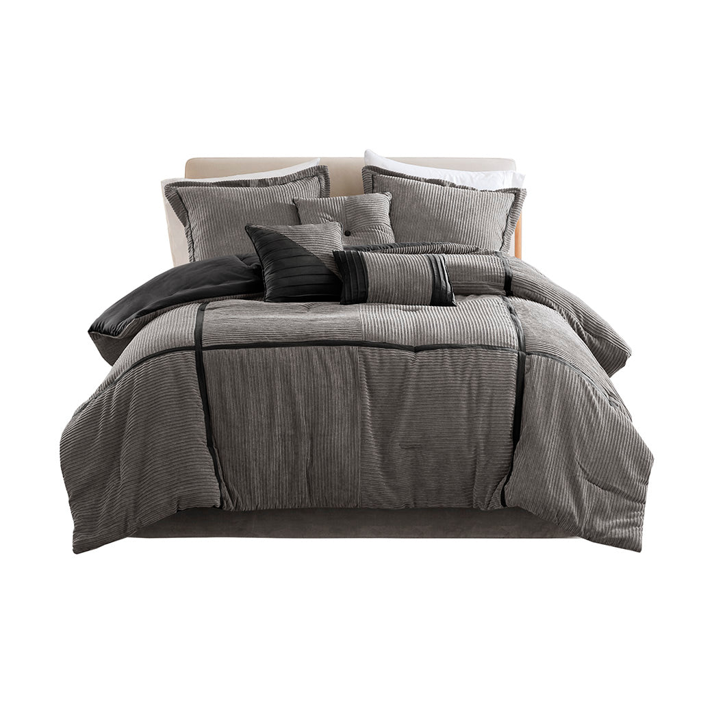 7 Piece Micro Corduroy Comforter Set