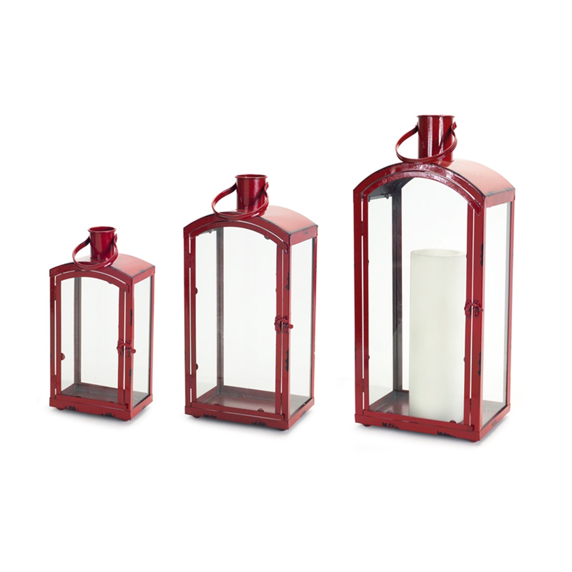 Lanterns (Set of 3) 15"H, 19"H, 25"H Metal/Glass