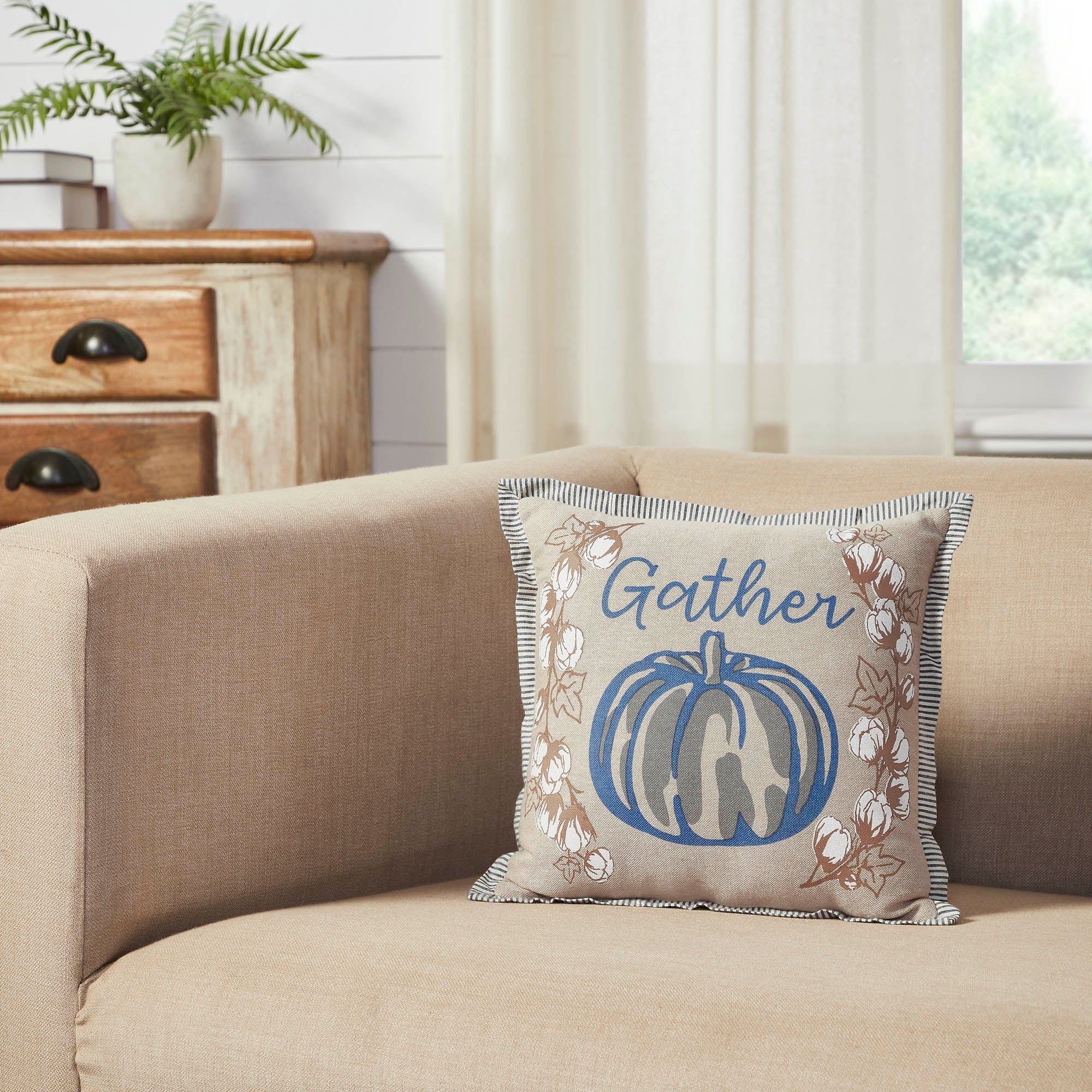 Ashmont Gathered Farmhouse Textured Accent Pillow 12x12 Inch