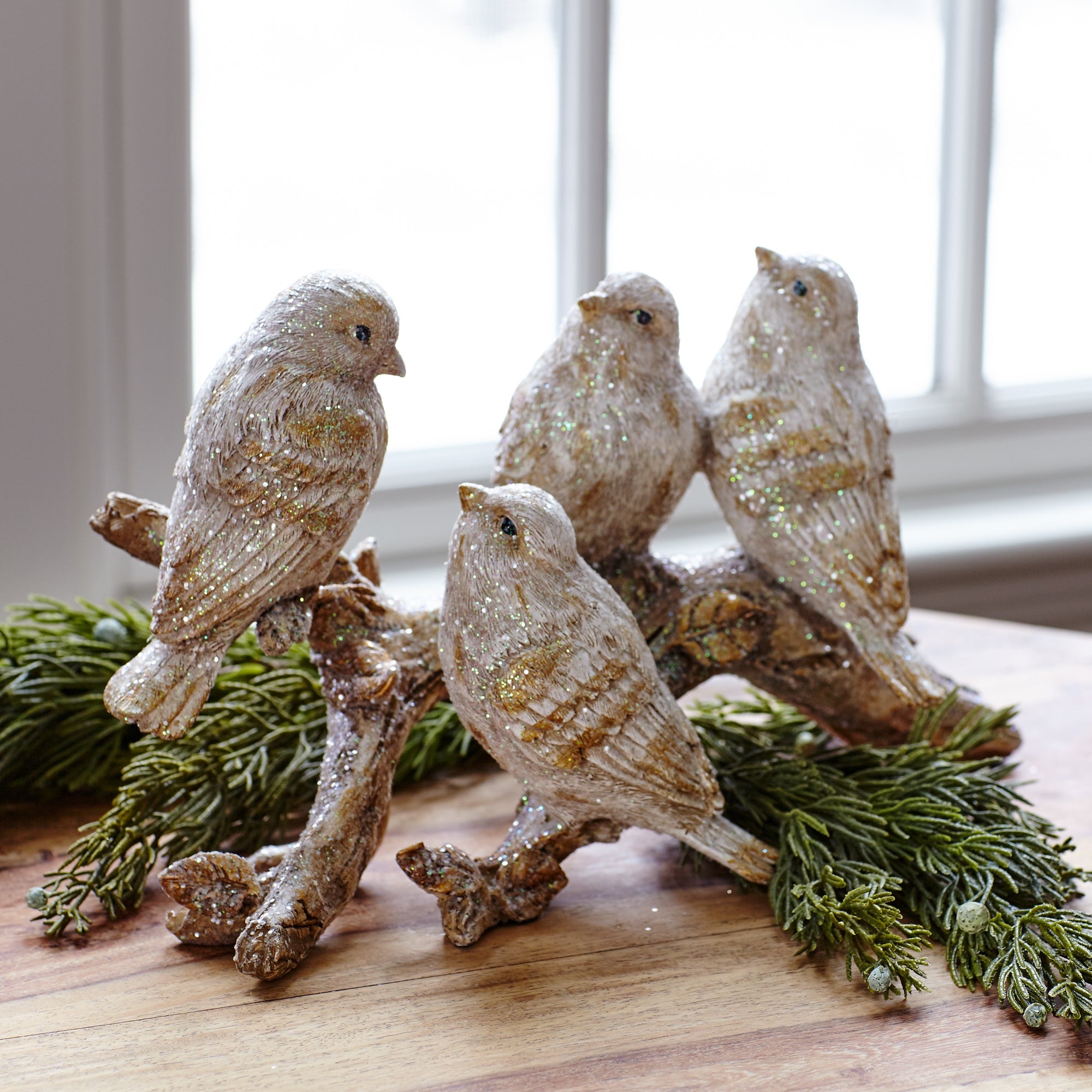 Birds on Branch 11"L x 6.5"H Polyresin