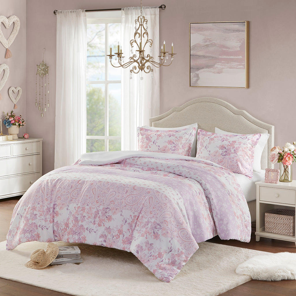 Oliena Cationic Dyed Clip Jacquard Duvet Cover Set with Throw Pillow